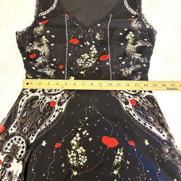 Piccione Piccione by Silvian Heach Black Floral Midi Sleeveless Dress Sz L - Picture 16 of 16